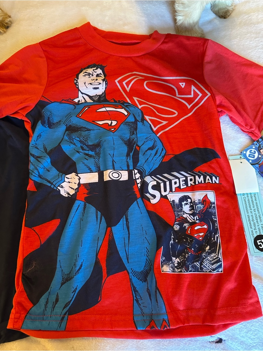 DC Red and Blue Superman Graphic Kids Pajama Top